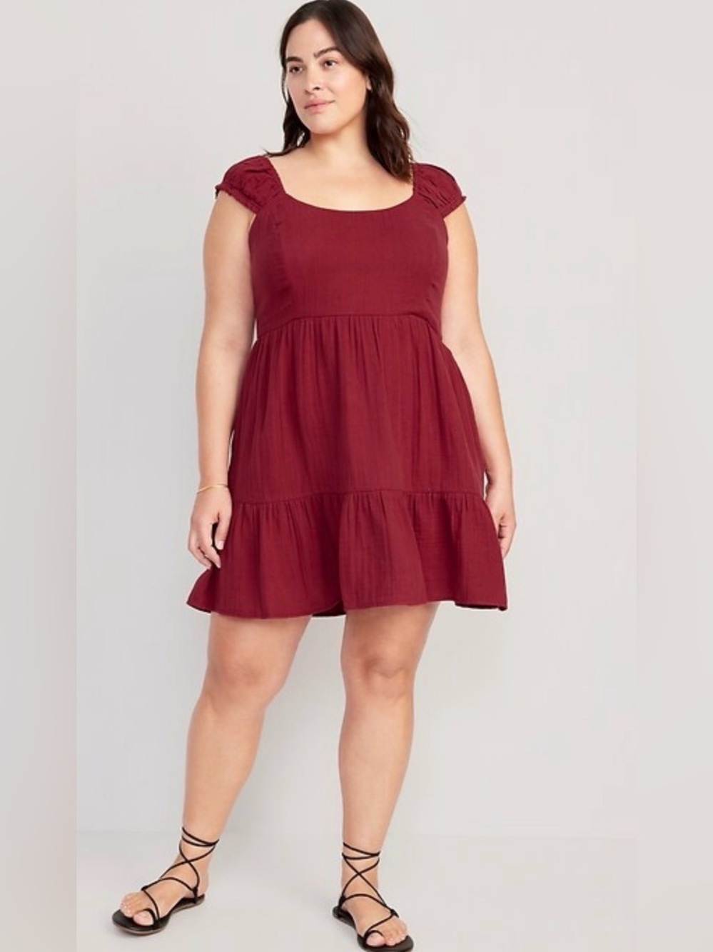 Old Navy Plus Red Gauze Dress | 3X | NWT Cottagecore Mini Dress